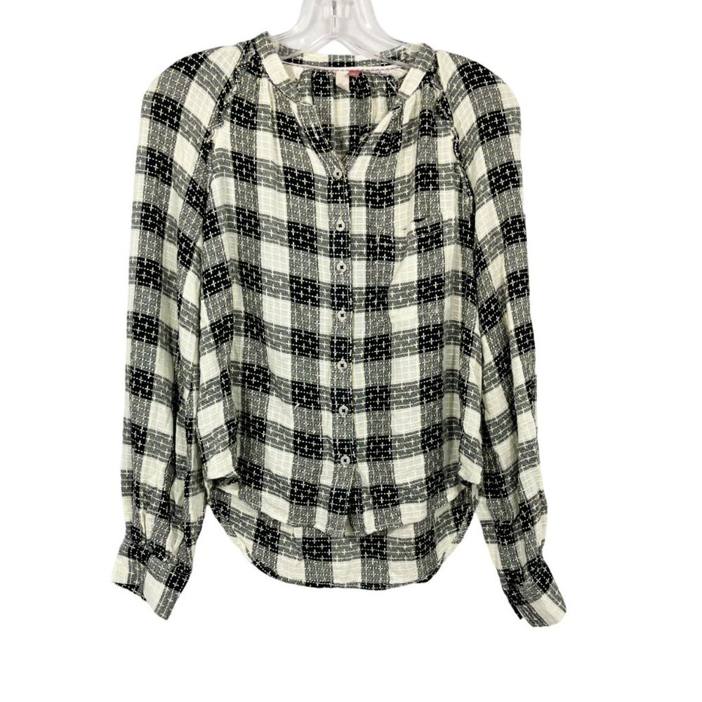 Anthropologie Pilcro Breezy Button Down Shirt Plaid Long Sleeve -‎ Size XS